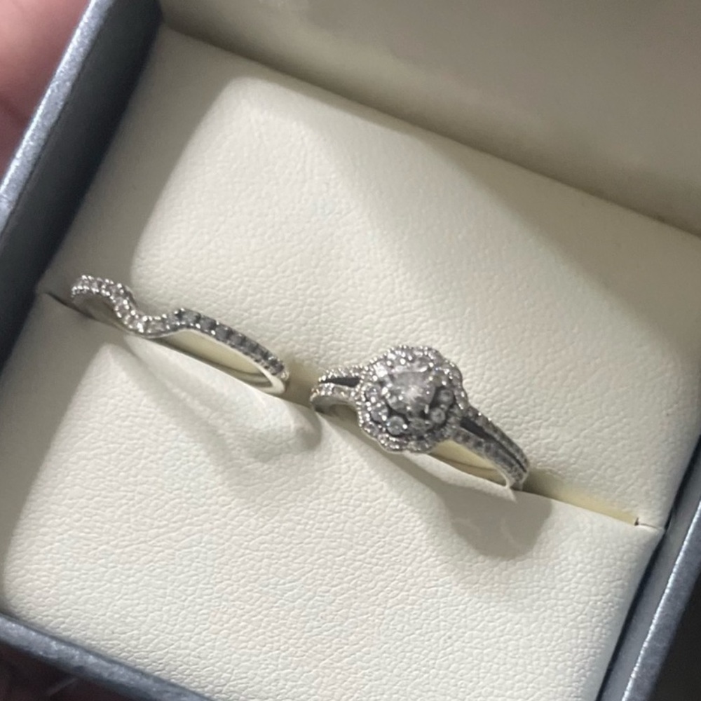 5/8 cttw Adrianna Papell Diamond Engagement Wedding set 14K White Gold size 7 - Picture 3 of 9